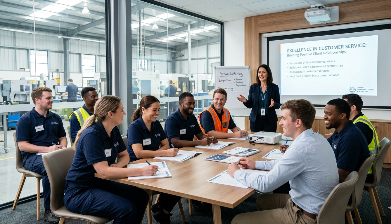 Customer service training for manufacturing industry team in professional workshop session