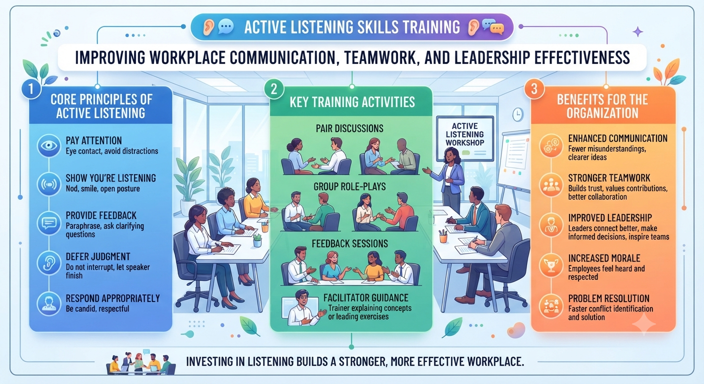 Employees-participating-in-an-active-listening-skills-training-session-to-improve-workplace-communication-teamwork-and-leadership-effectiveness